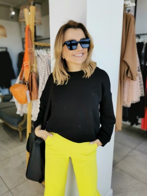 Czarna Bawełniana Bluza o kroju kimono New York Black