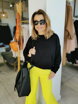 Czarna Bawełniana Bluza o kroju kimono New York Black