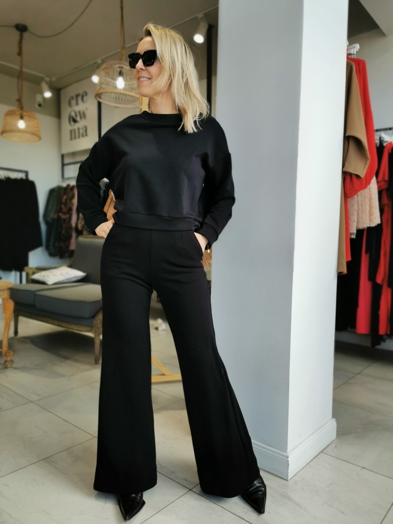 Miniatura produktu Czarny zestaw dresowy z szerokimi nogawkami New York Black