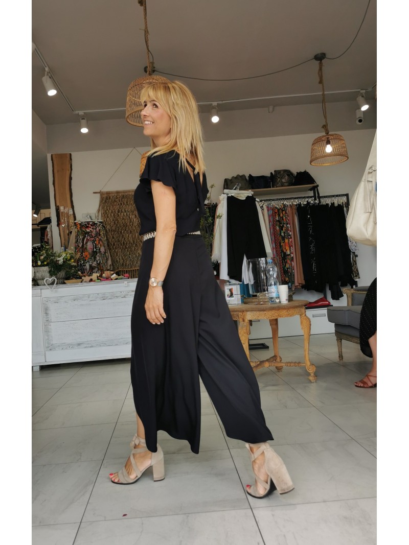 Miniatura produktu Czarne Spodnie z szeroką nogawką z rozcięciami Tokio Black