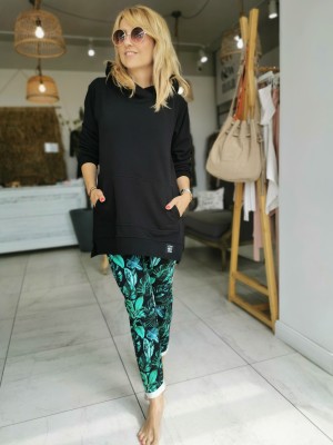 Czarna Bawełniana Bluza asymetryczna z rozcięciami po bokach Moya Black