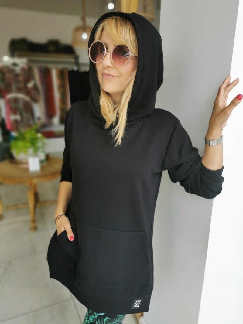 Miniatura produktu Czarna Bawełniana Bluza asymetryczna z rozcięciami po bokach Moya Black