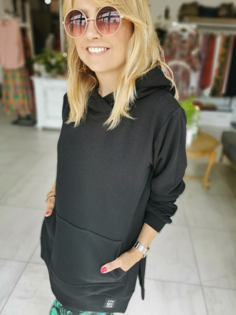 Miniatura produktu Czarna Bawełniana Bluza asymetryczna z rozcięciami po bokach Moya Black