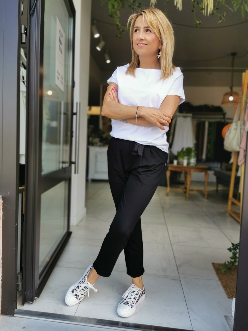 Miniatura produktu Czarne Spodnie Chinosy ze zwężanymi nogawkami Black Wiskoza