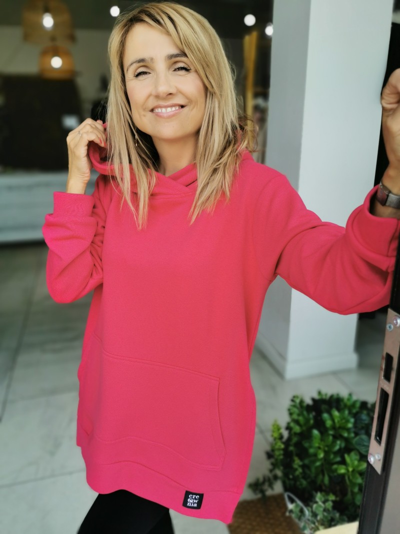 Miniatura produktu Fuksjowa Bawełniana Bluza z kapturem i rozporkami Moya Fuksja