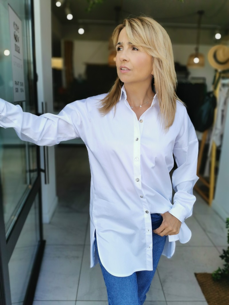 Miniatura produktu Elastyczna Koszula Bawełniana biała zapinana na guziki Galea White