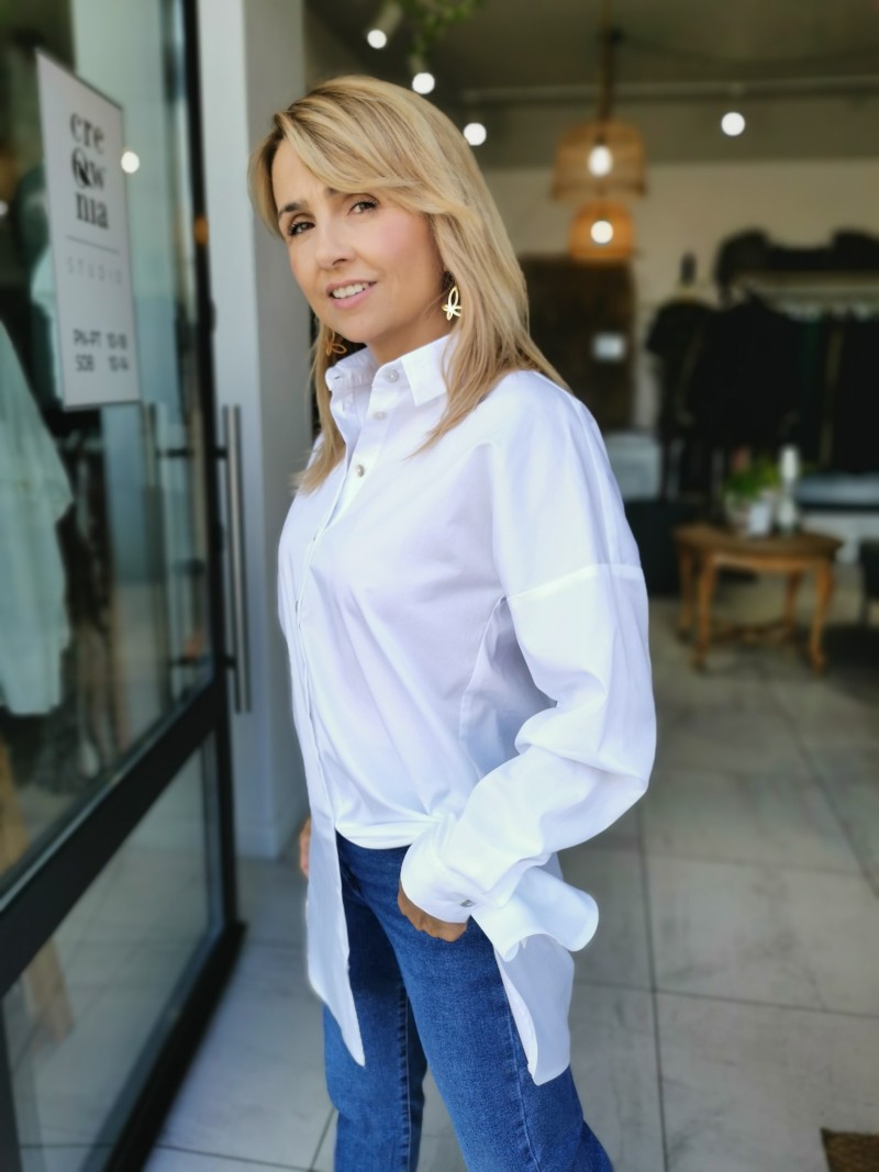 Miniatura produktu Elastyczna Koszula Bawełniana biała zapinana na guziki Galea White