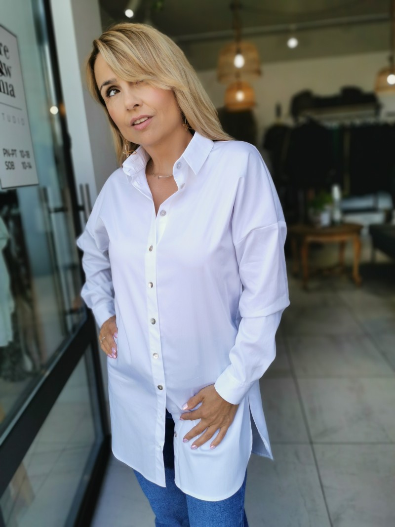 Miniatura produktu Elastyczna Koszula Bawełniana biała zapinana na guziki Galea White