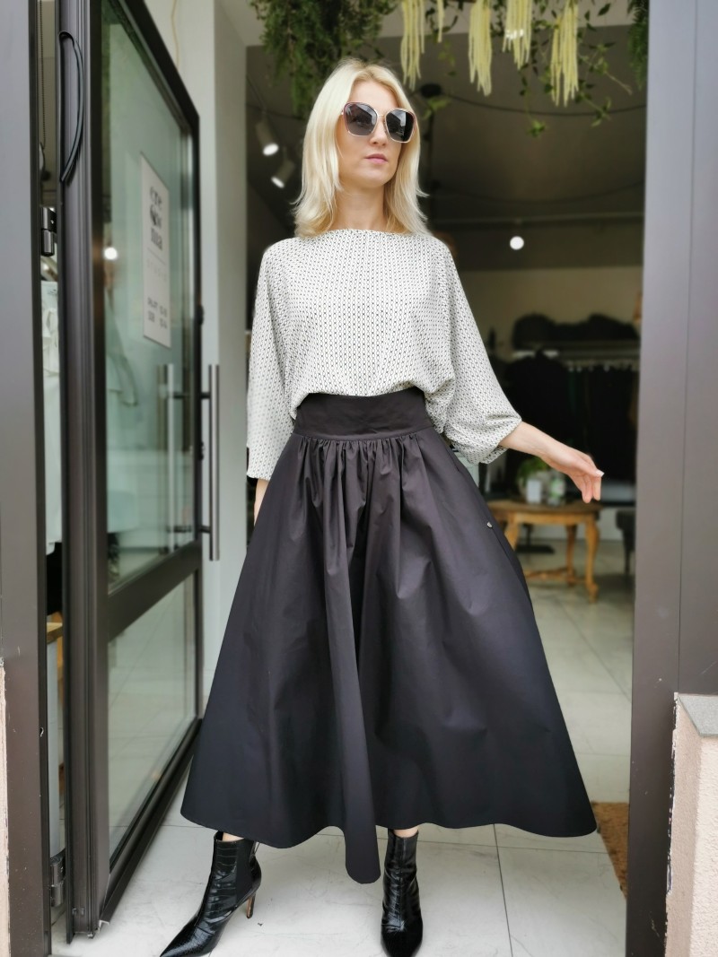 Miniatura produktu Czarna Spódnica Bawełniana midi z wiązaniem i kieszeniami Margo Black