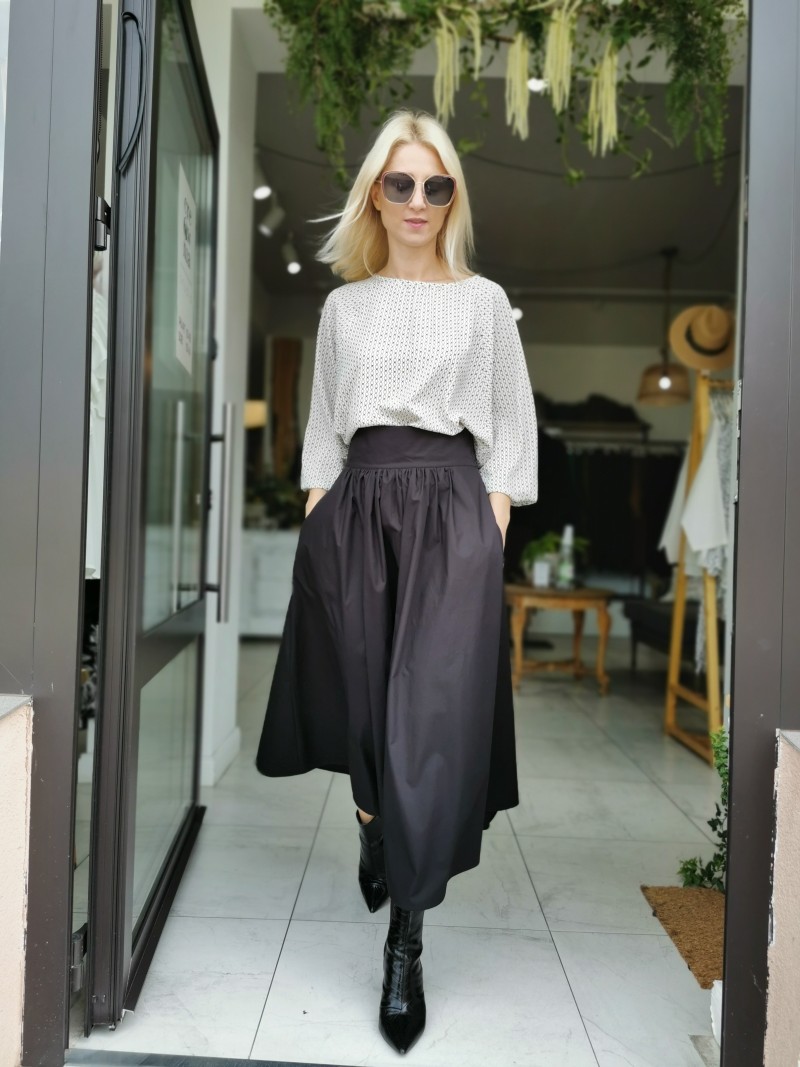 Miniatura produktu Czarna Spódnica Bawełniana midi z wiązaniem i kieszeniami Margo Black