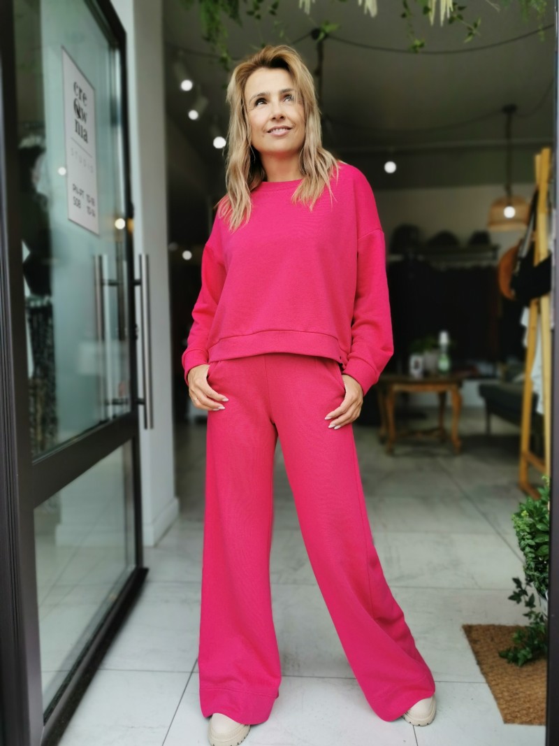 Miniatura produktu Fuksjowy zestaw dresowy z szerokimi nogawkami New York Fuksja