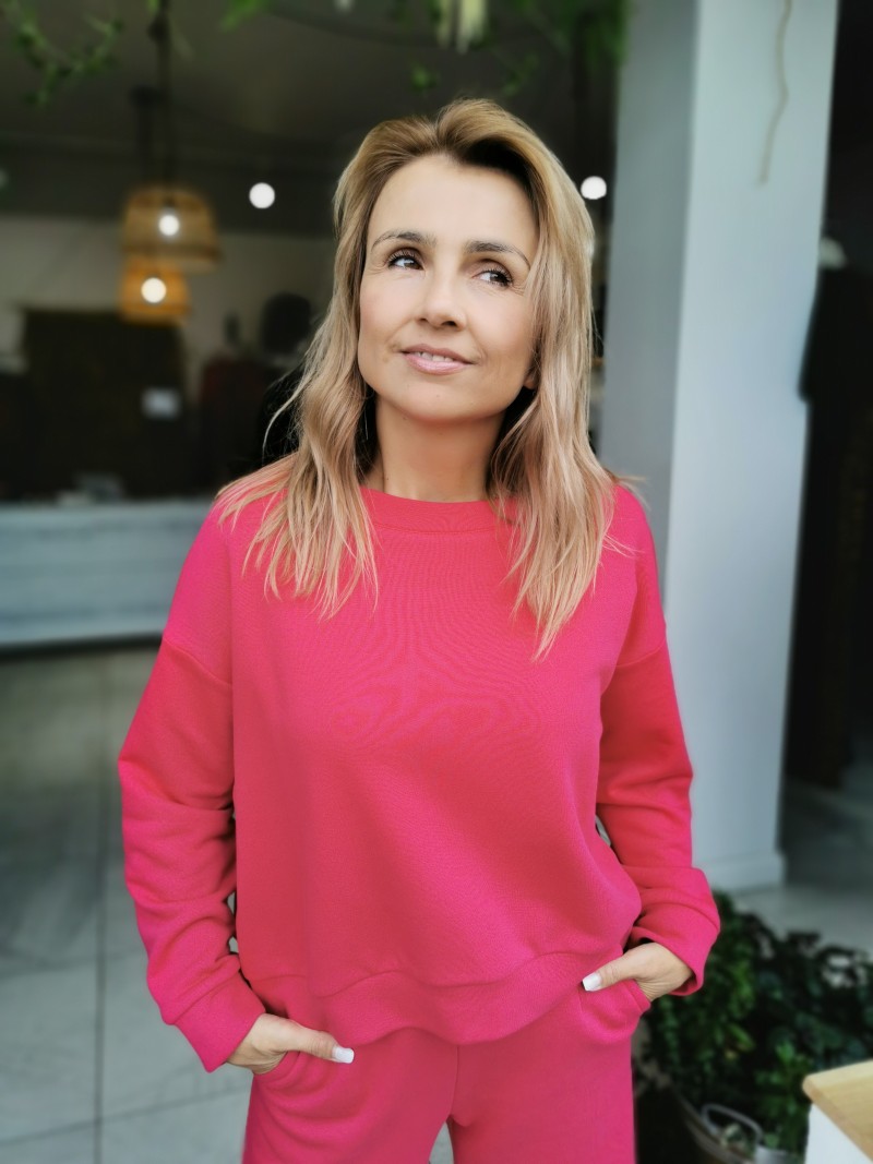 Miniatura produktu Fuksjowa Bawełniana Bluza o kroju kimono New York Fuksja