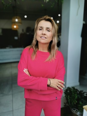 Fuksjowa Bawełniana Bluza o kroju kimono New York Fuksja