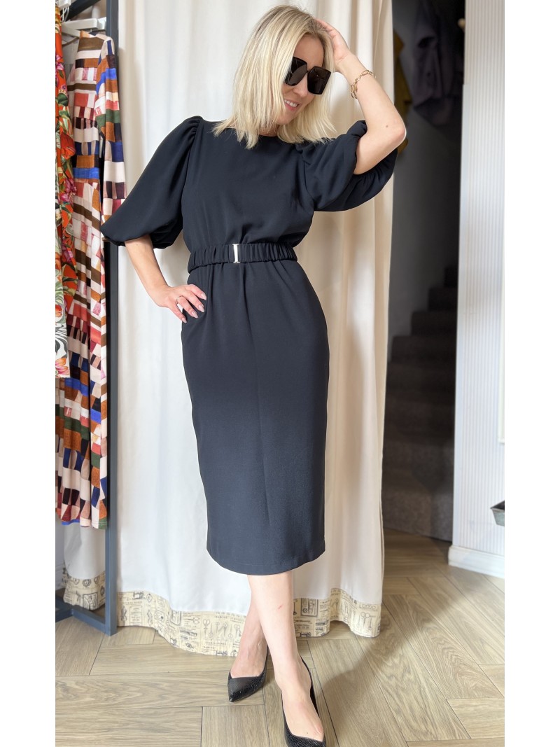 Miniatura produktu Czarna Sukienka Midi z bufiastymi rękawami 3/4 Karla Black