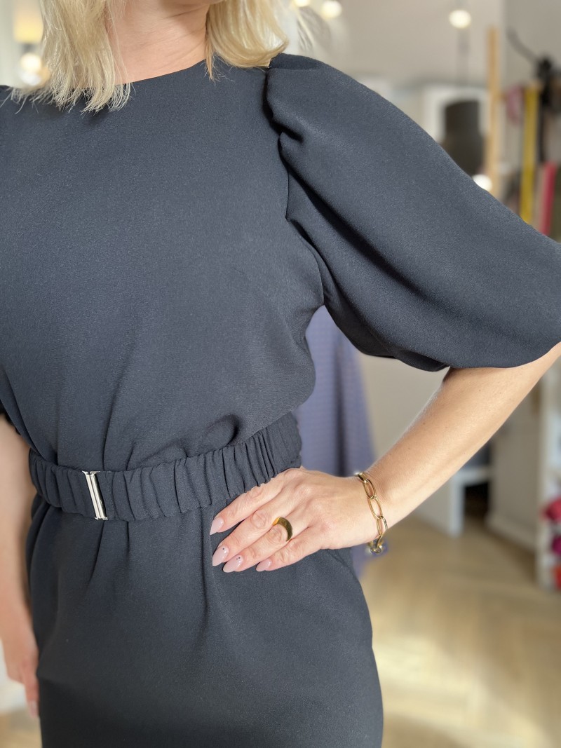 Miniatura produktu Czarna Sukienka Midi z bufiastymi rękawami 3/4 Karla Black