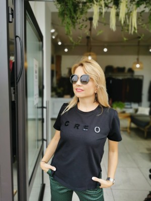 Bawełniany T-shirt w kolorze czarnym Creo Black