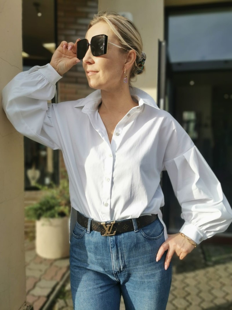 Miniatura produktu Biała Koszula Bawełniana z kołnierzykiem i bufiastymi rękawami Megan White