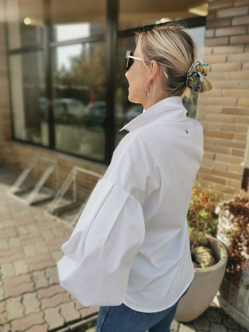 Miniatura produktu Biała Koszula Bawełniana z kołnierzykiem i bufiastymi rękawami Megan White