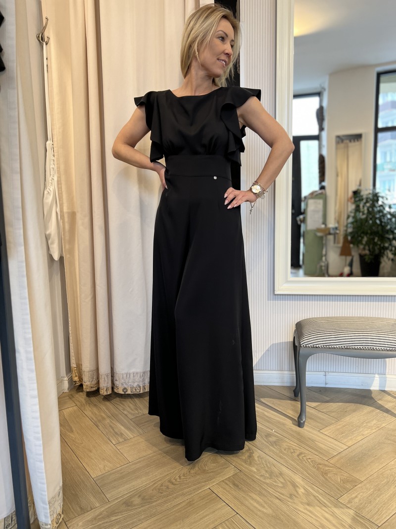 Miniatura produktu Czarny Kombinezon Damski z szerokimi rękawami z wiązaniem na plecach Chili Black