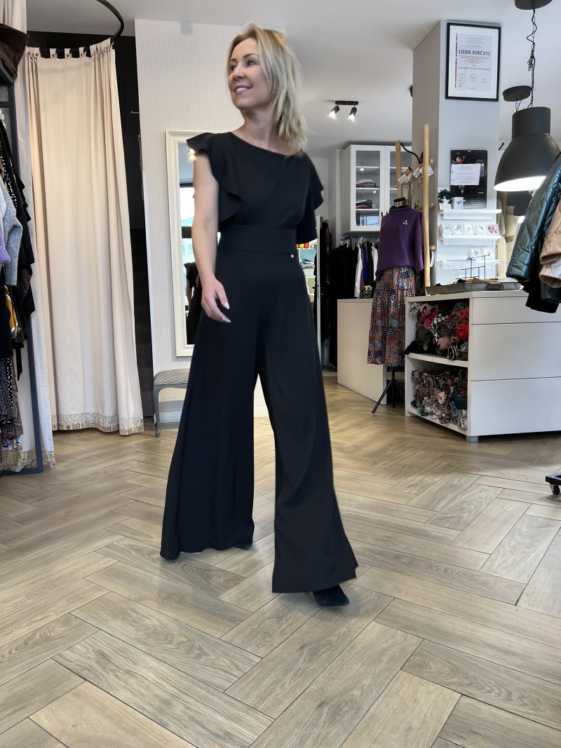 Miniatura produktu Czarny Kombinezon Damski z szerokimi rękawami z wiązaniem na plecach Chili Black