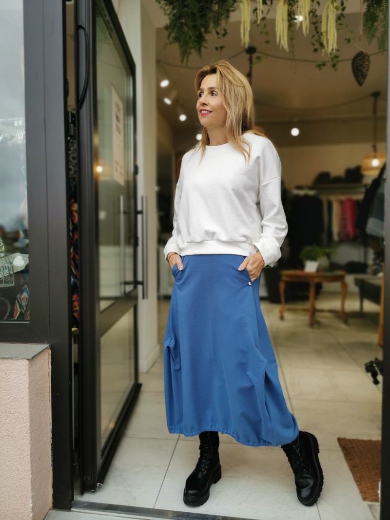 Miniatura produktu Biała Bawełniana Bluza o kroju kimono New York White