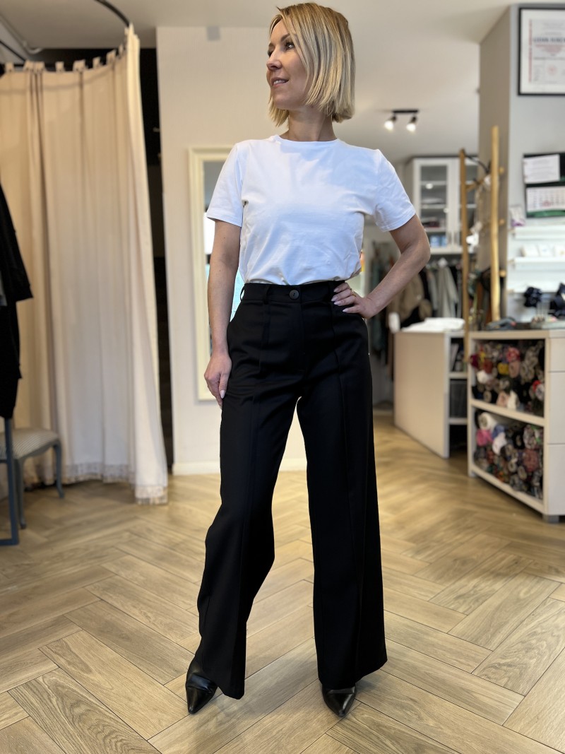 Miniatura produktu Czarne Spodnie z szeroką nogawką i kieszeniami Karol Maxi Black