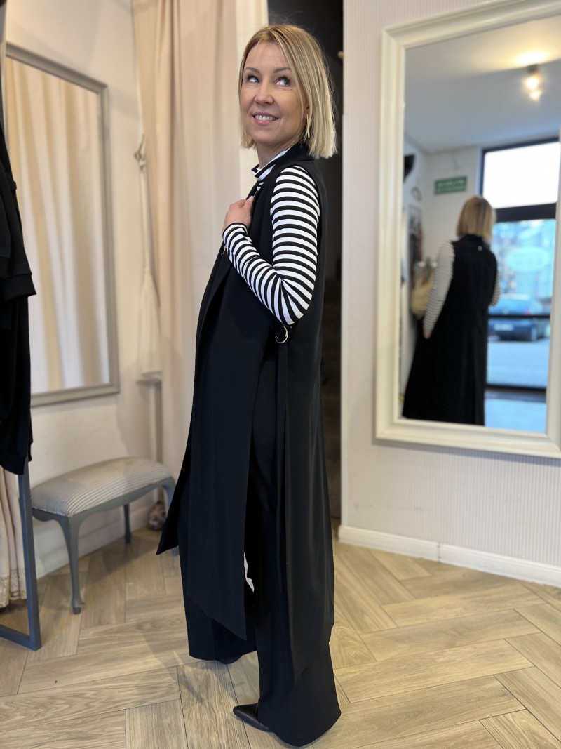 Miniatura produktu Czarna Długa Kamizelka z klamerkami po bokach Lena Black