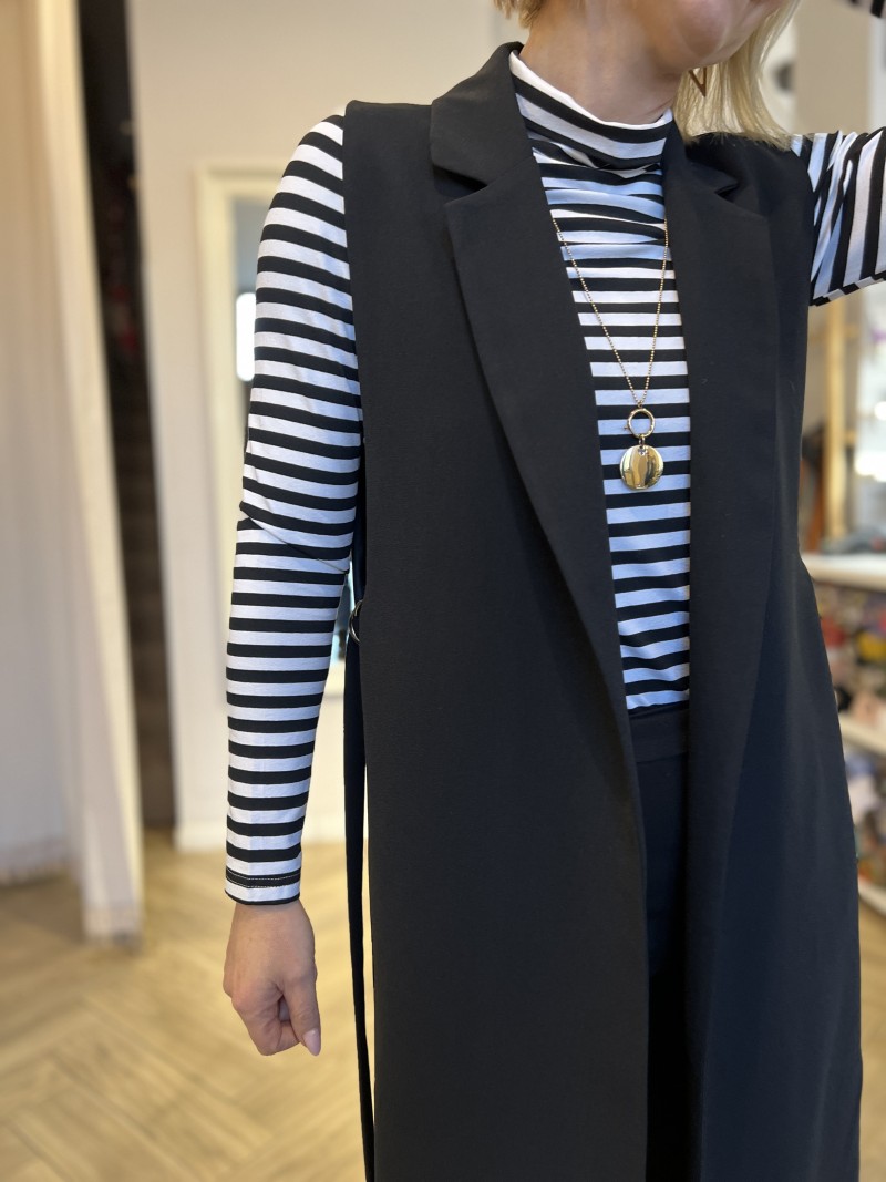 Miniatura produktu Czarna Długa Kamizelka z klamerkami po bokach Lena Black