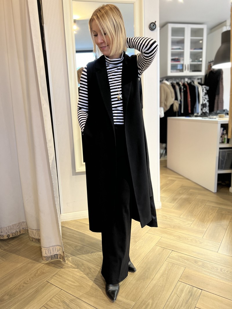 Miniatura produktu Czarna Długa Kamizelka z klamerkami po bokach Lena Black