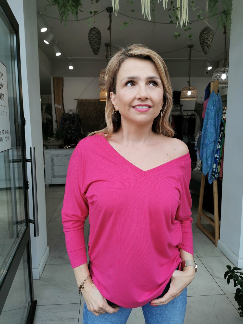 Miniatura produktu Fuksjowa Bluzka z wiskozy z wycięciem na plecach Anne Fuksja