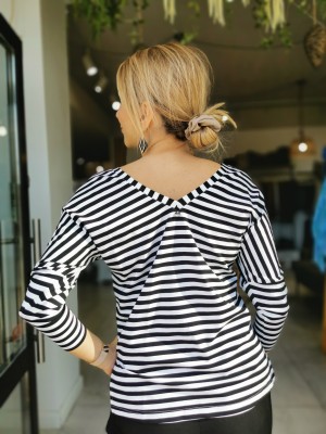 Wiskozowa Bluzka w biało-czarne paski Anne Black&White