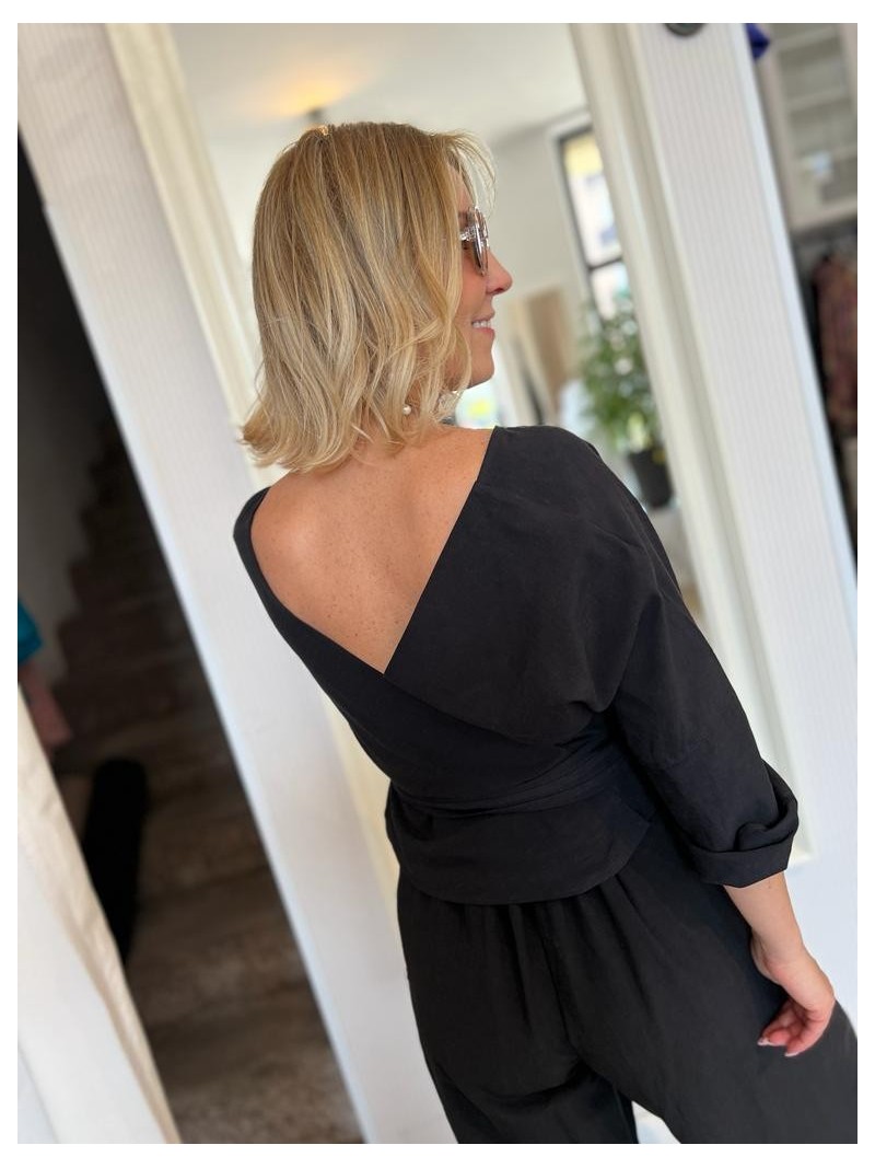 Miniatura produktu Wiskozowa-lniana Bluzka z wiązaniem w kolorze czarnym Reya Len&Black