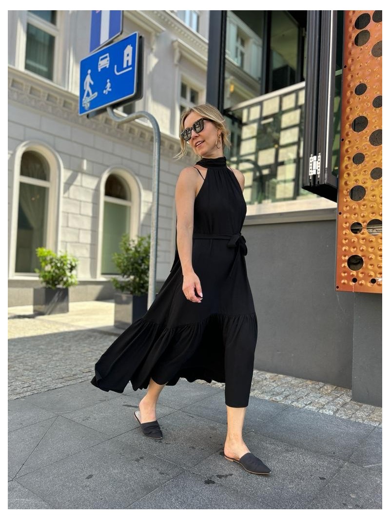 Miniatura produktu Długa wiskozowa Sukienka ze stójką w kolorze czarnym Manhattan Black