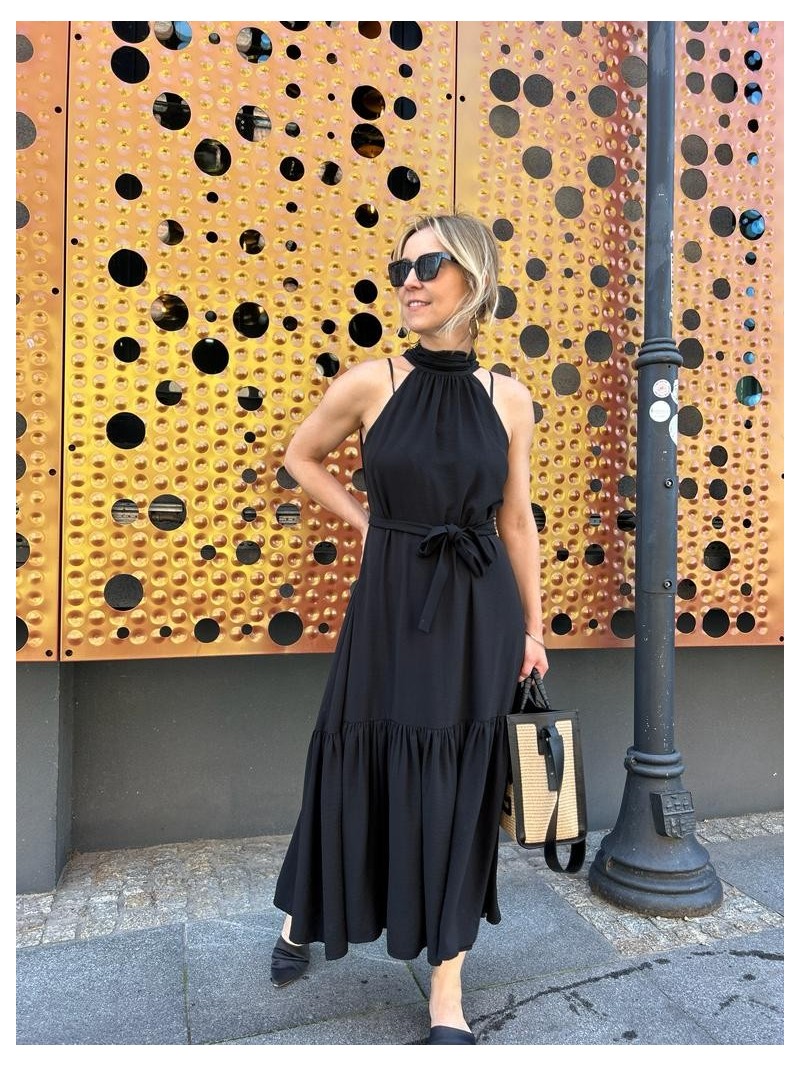 Miniatura produktu Długa wiskozowa Sukienka ze stójką w kolorze czarnym Manhattan Black