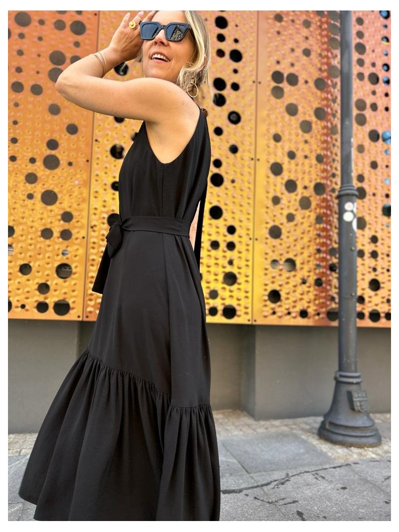 Miniatura produktu Długa wiskozowa Sukienka ze stójką w kolorze czarnym Manhattan Black