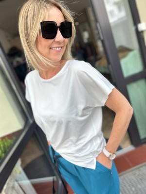 Wiskozowy T-shirt w kolorze białym Vesti Ecru