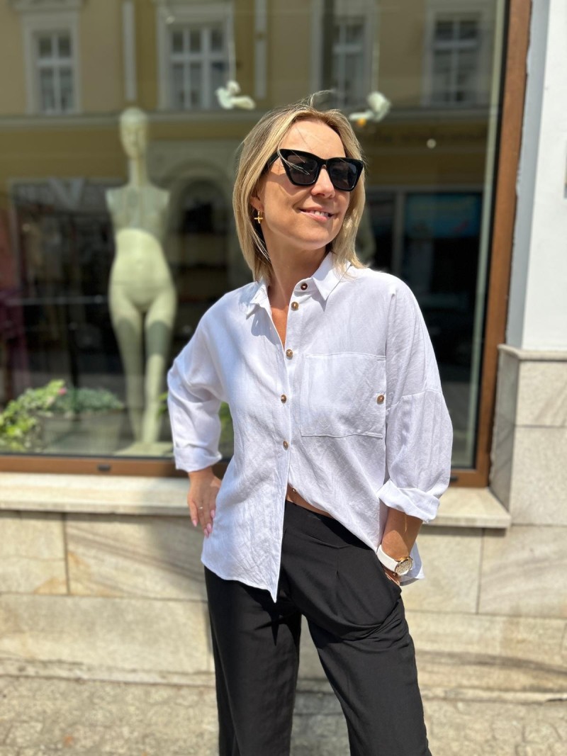 Miniatura produktu Wiskozowo-lniana Koszula biała z rękawem 3/4 Perla White&Len