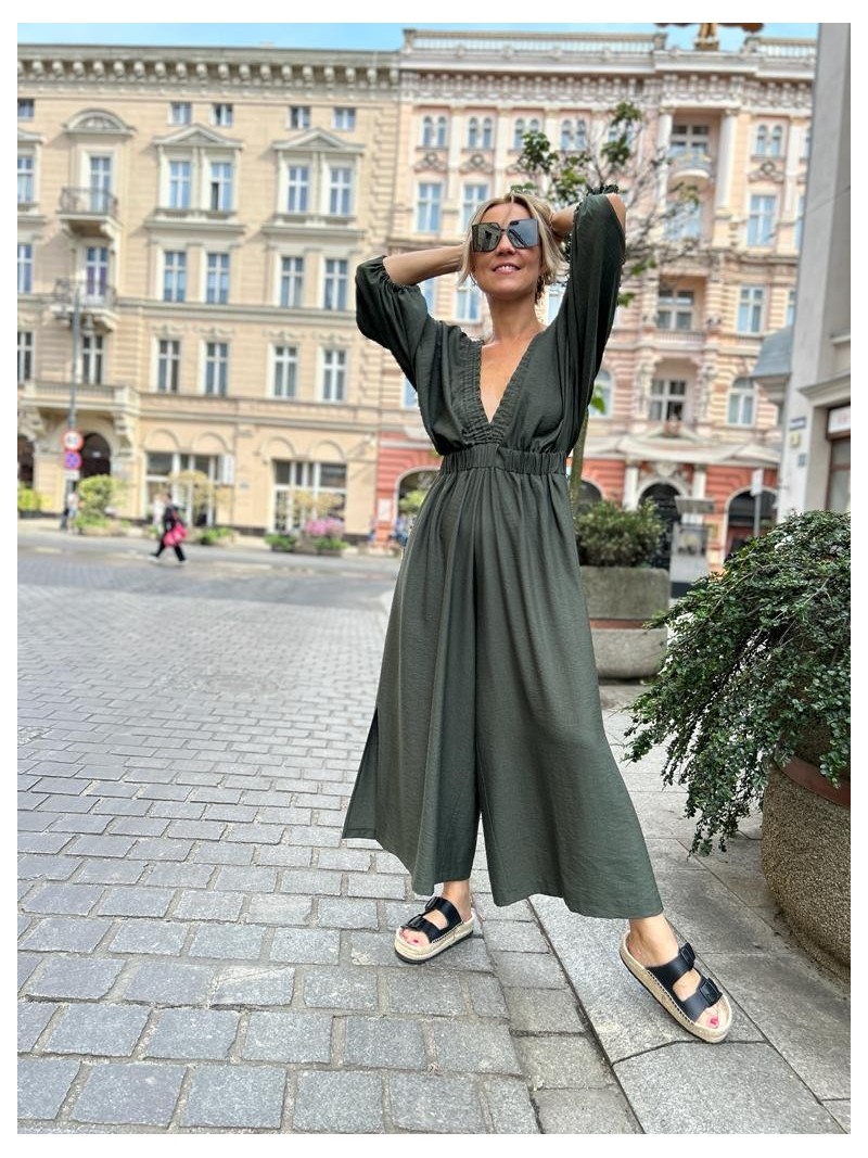 Miniatura produktu Zielony Wiskozowy Kombinezon z ozdobnym wiązaniem na plecach Triss Green