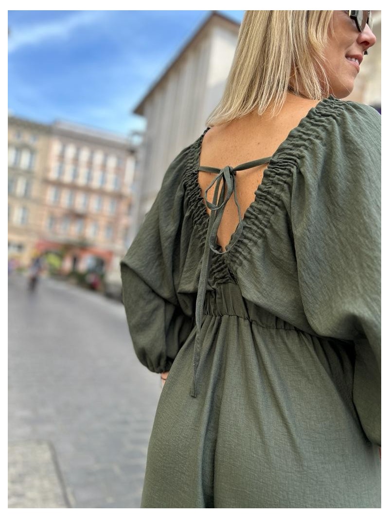 Miniatura produktu Zielony Wiskozowy Kombinezon z ozdobnym wiązaniem na plecach Triss Green