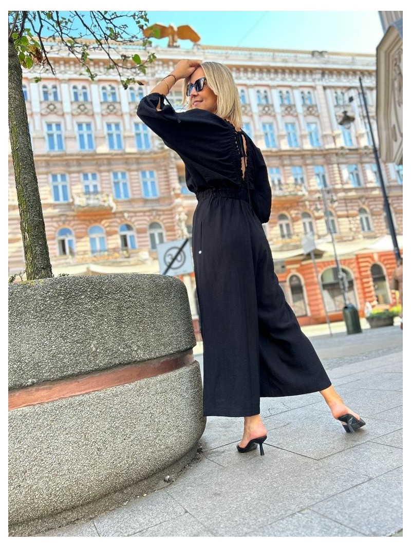 Miniatura produktu Czarny Wiskozowy Kombinezon z ozdobnym wiązaniem na plecach Triss Black