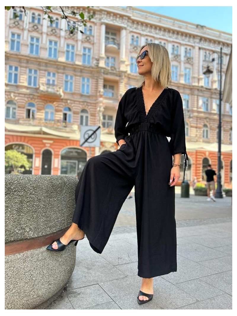 Miniatura produktu Czarny Wiskozowy Kombinezon z ozdobnym wiązaniem na plecach Triss Black