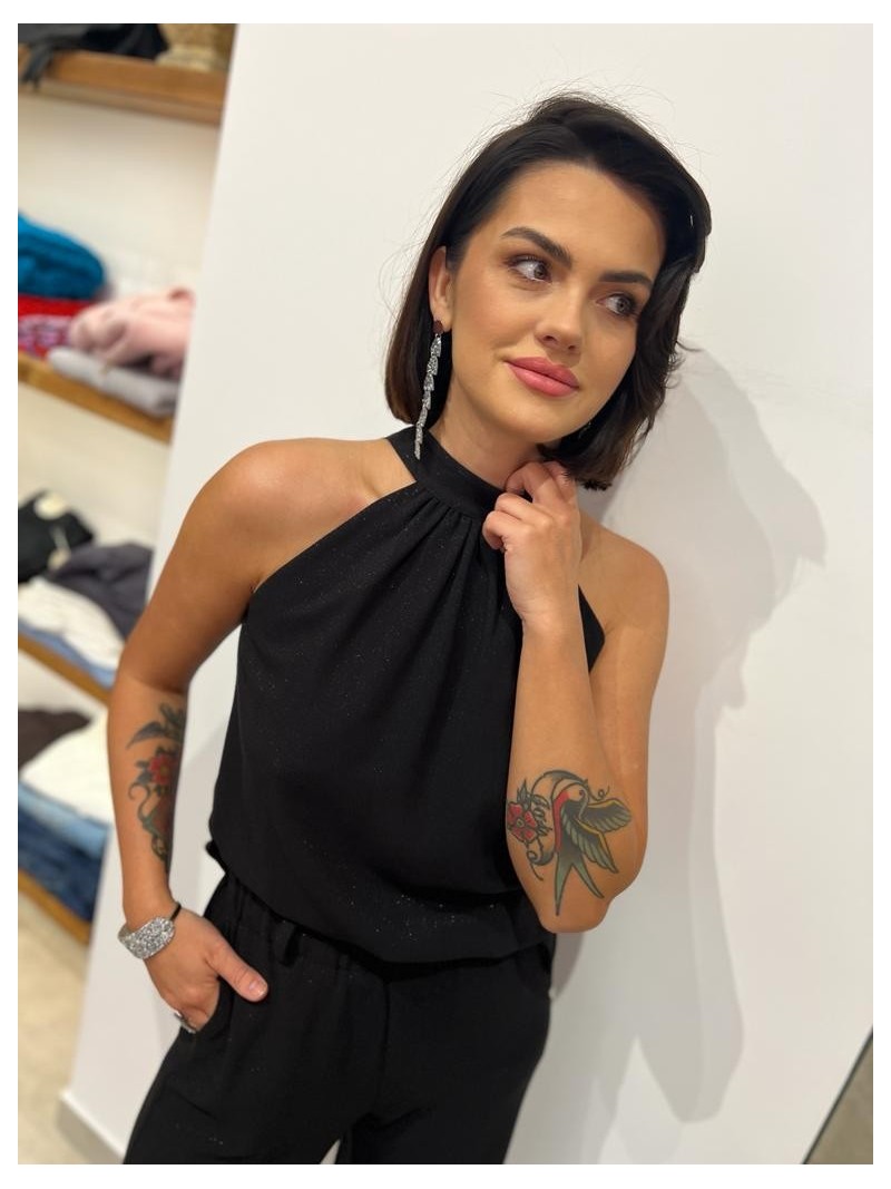 Miniatura produktu Elegancka Bluzka ze stójką z wiązaniem w kolorze czarnym Montana Black&Diamond