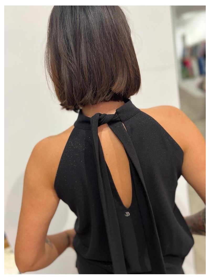 Miniatura produktu Elegancka Bluzka ze stójką z wiązaniem w kolorze czarnym Montana Black&Diamond