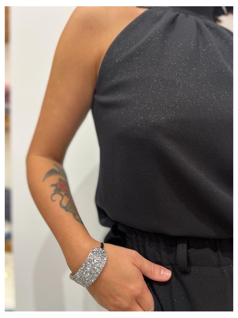 Miniatura produktu Elegancka Bluzka ze stójką z wiązaniem w kolorze czarnym Montana Black&Diamond