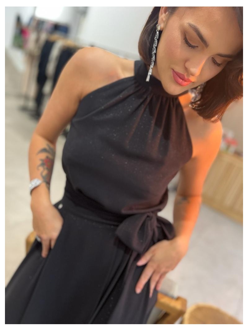 Miniatura produktu Elegancka Bluzka ze stójką z wiązaniem w kolorze czarnym Montana Black&Diamond