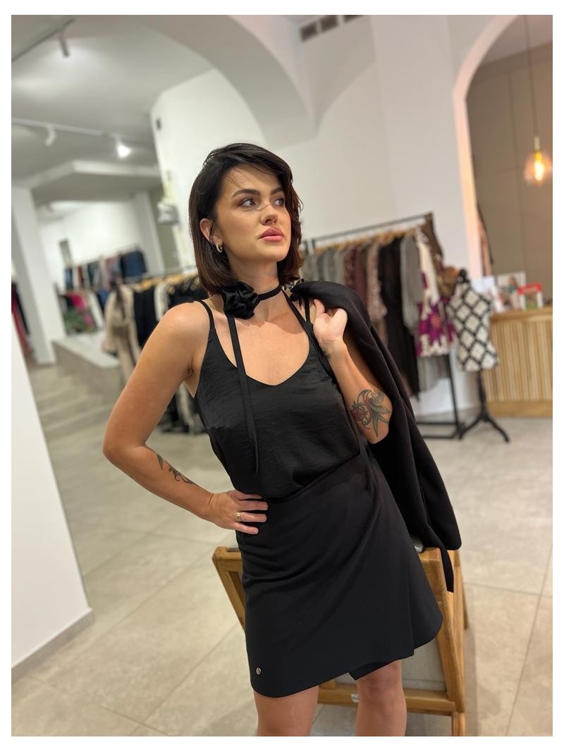 Miniatura produktu Czarna Błyszcząca Spódnica mini na guziki Hippie Diamond&Black