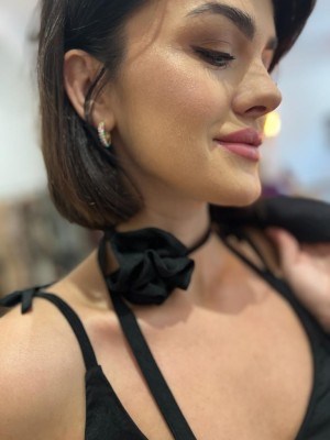 Czarny Naszyjnik Choker w kształcie kwiatu Flowers Black