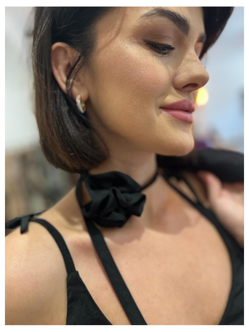 Miniatura produktu Czarny Naszyjnik Choker w kształcie kwiatu Flowers Black