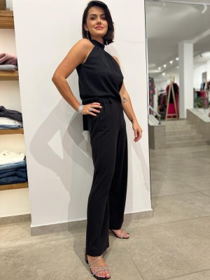 Czarne Spodnie z szerokimi nogawkami i dodatkiem srebrnej nitki Diamond&Black