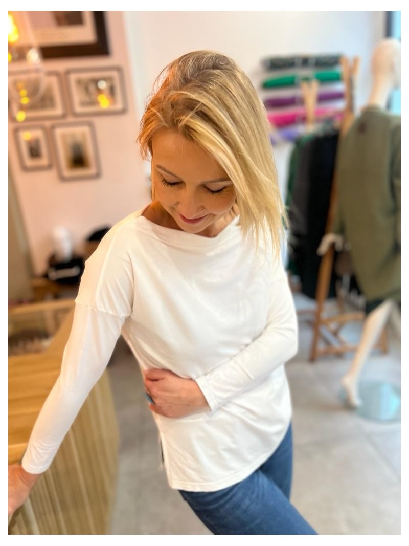 Miniatura produktu Biała wiskozowa Bluzka na długi rękaw Cynthia Ecru